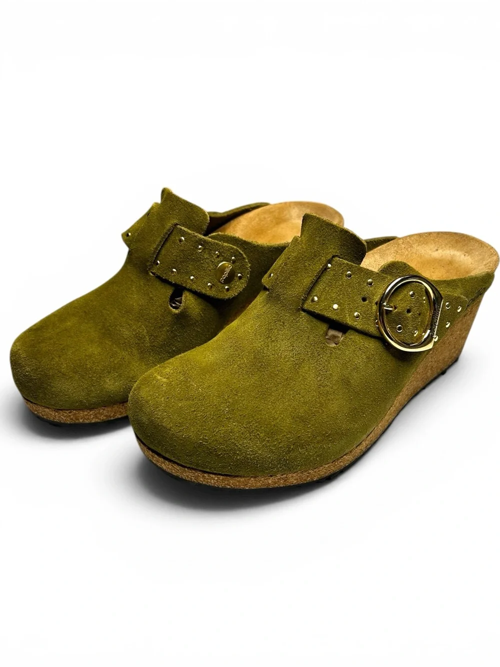Birkenstock Papillio Fanny Wedge Clogs Thyme Suede EU 37 US 6-6.5 Narrow / Med - Picture 3 of 14